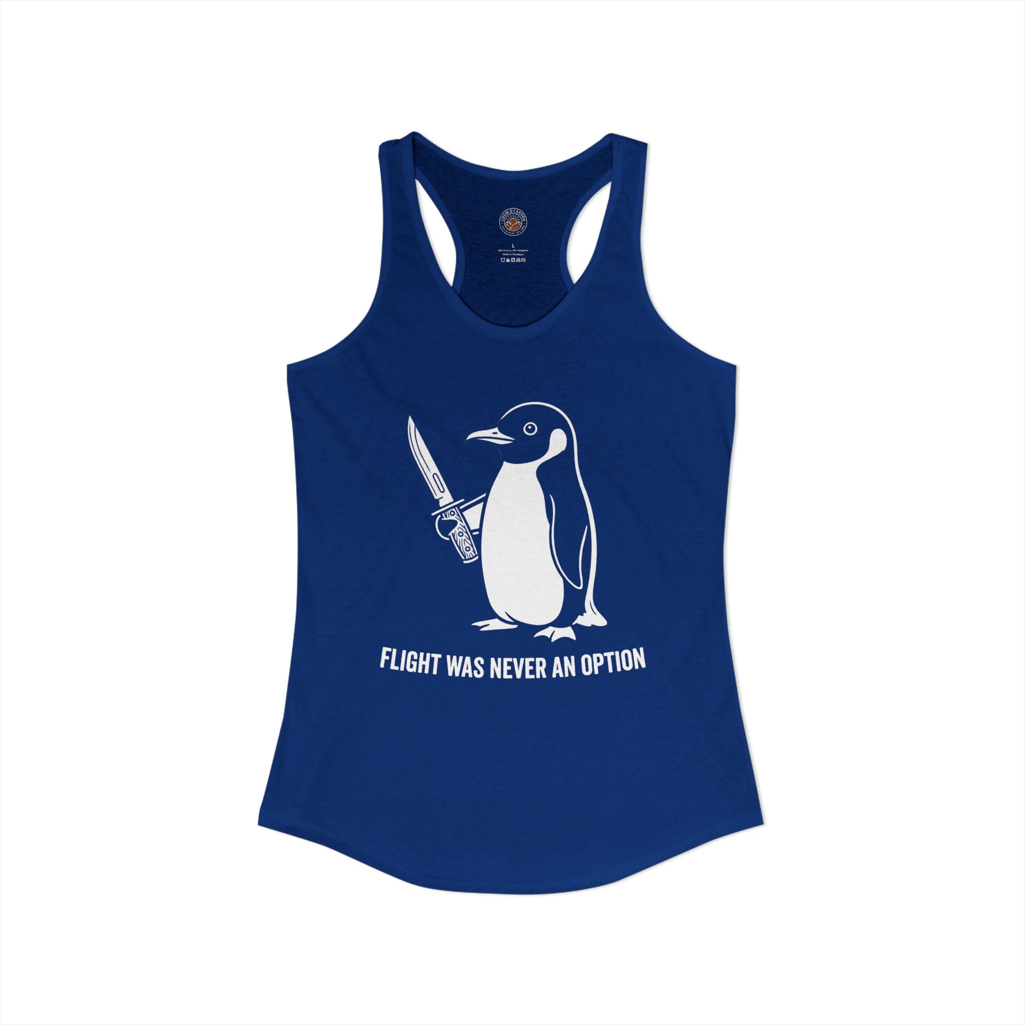 "Flight Was Never An Option" Funny Meme Women's Graphic Racerback Tank