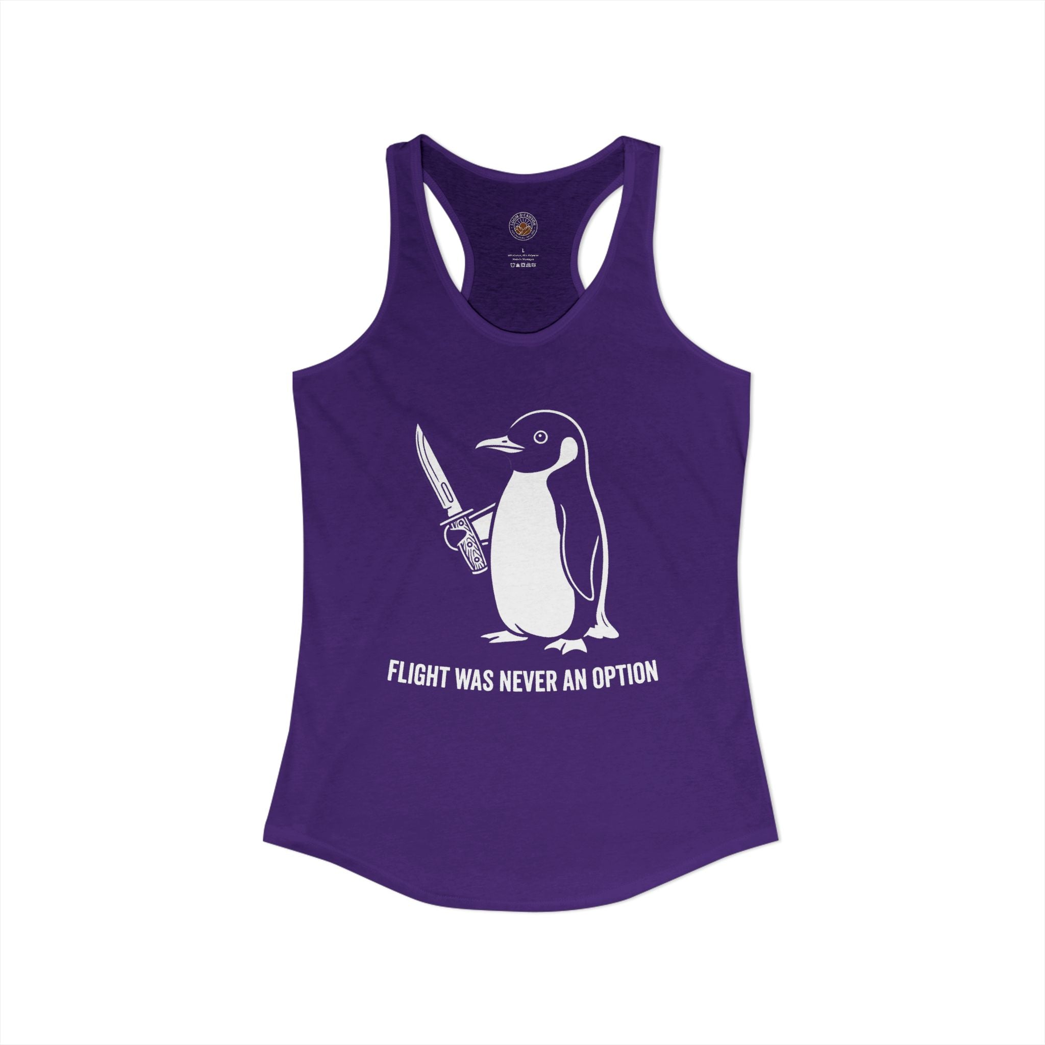 "Flight Was Never An Option" Funny Meme Women's Graphic Racerback Tank