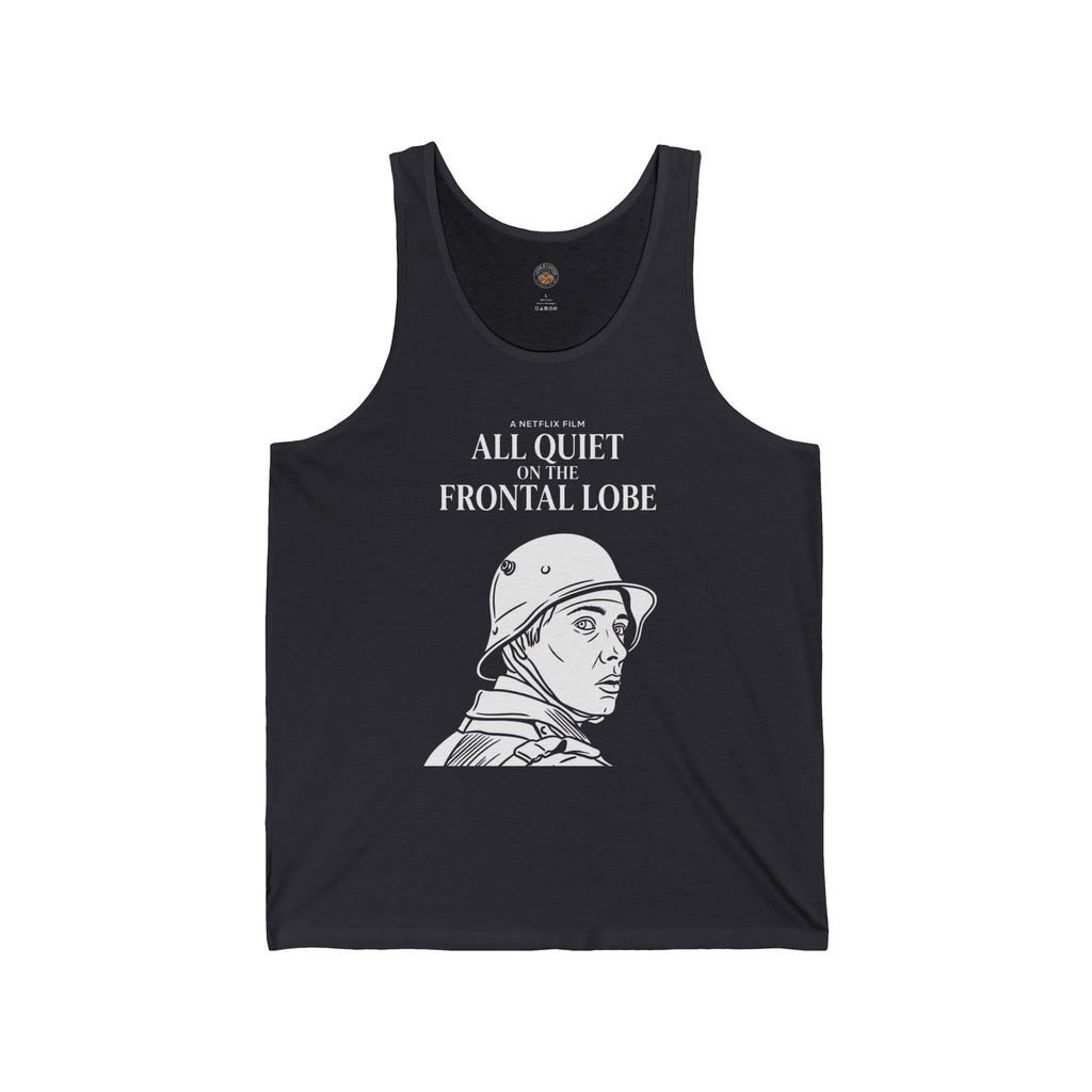 “All Quiet On The Frontal Lobe” Funny Meme Men/Unisex Graphic Tank
