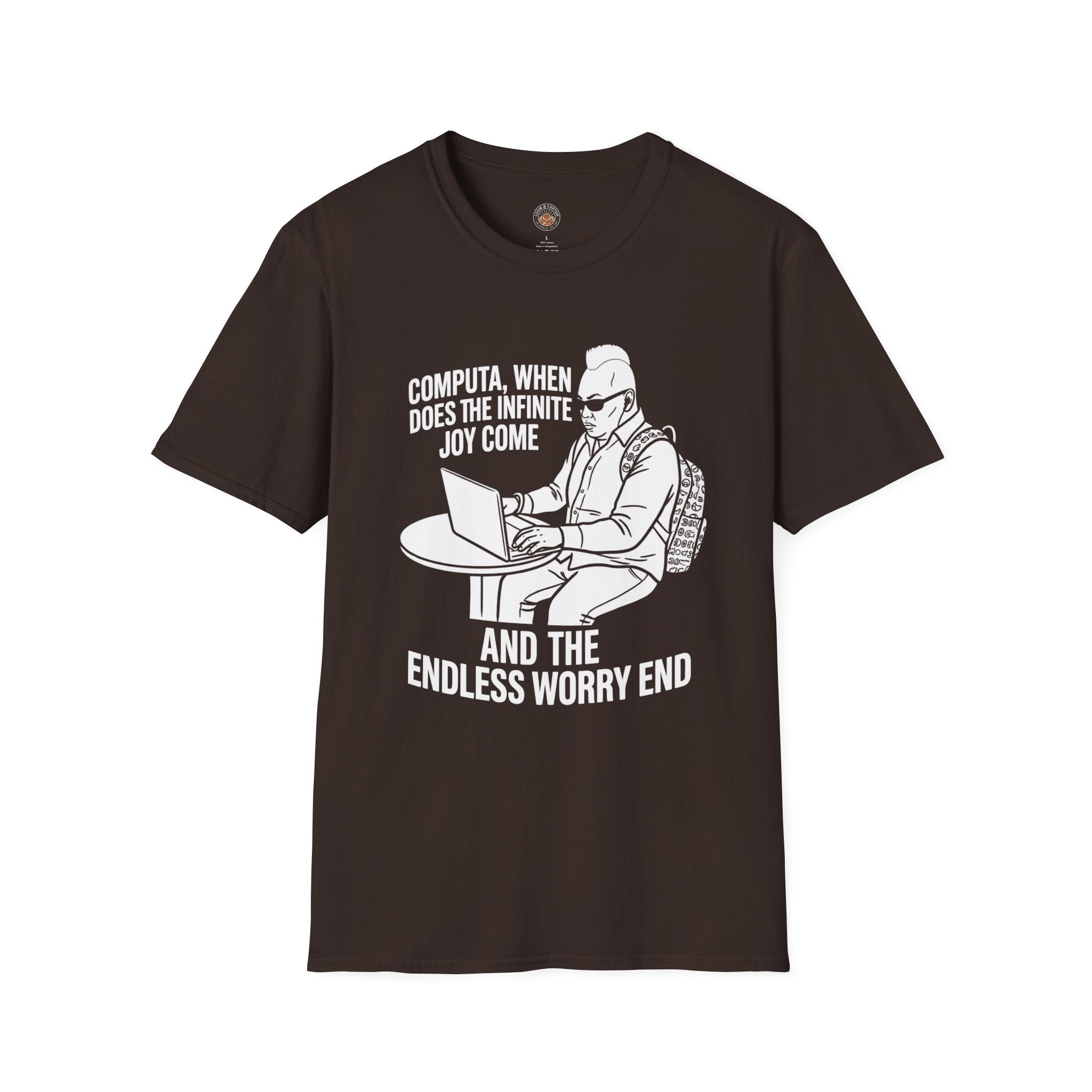 “Computa, When Does the Infinite Joy Come” Funny Meme Men/Unisex Graphic T-Shirt