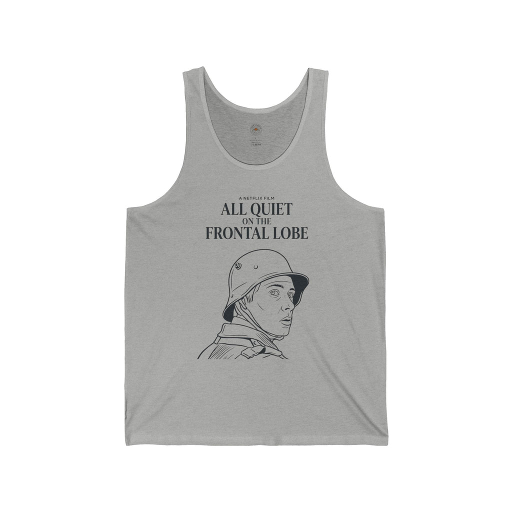 “All Quiet On The Frontal Lobe” Funny Meme Men/Unisex Graphic Tank