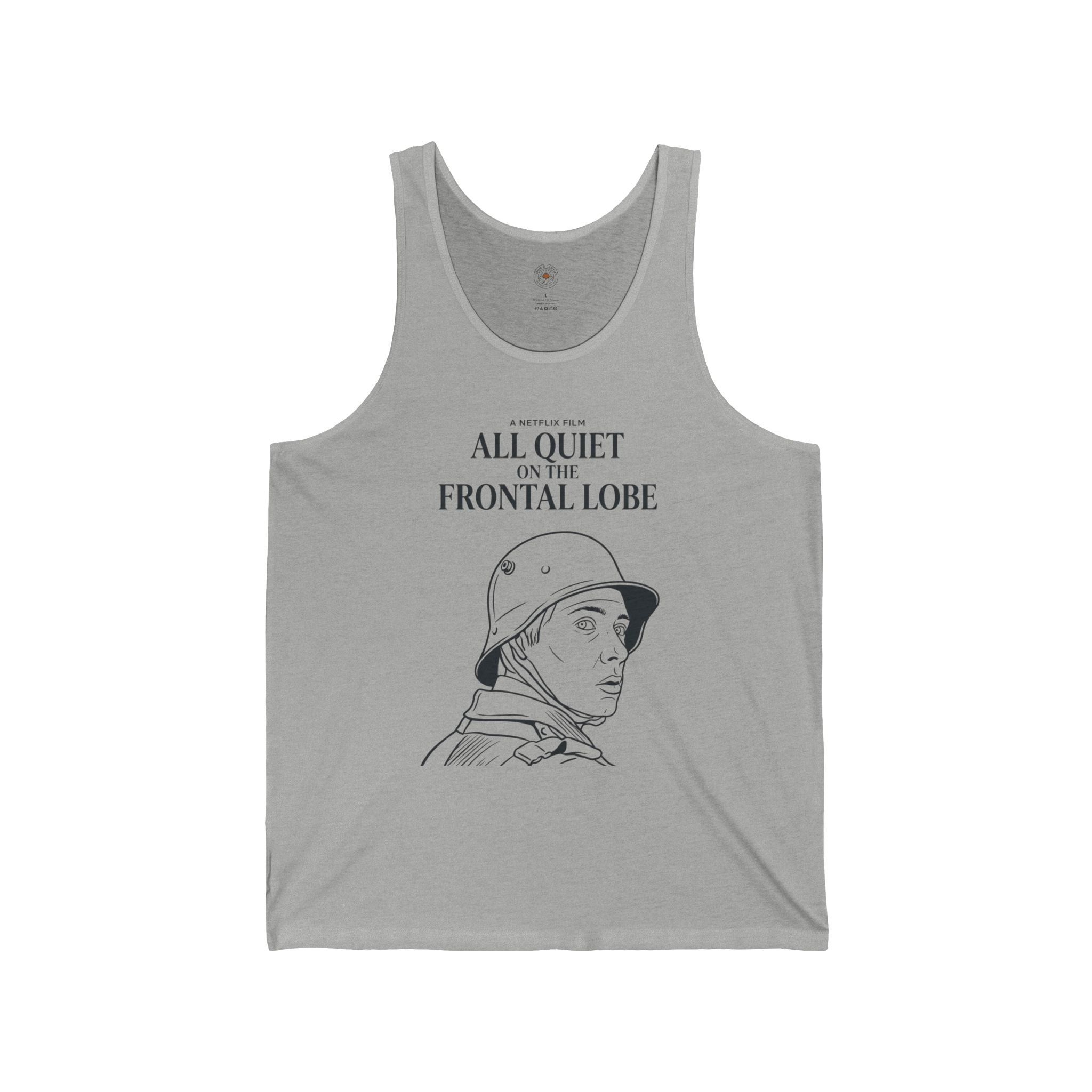 “All Quiet On The Frontal Lobe” Funny Meme Men/Unisex Graphic Tank