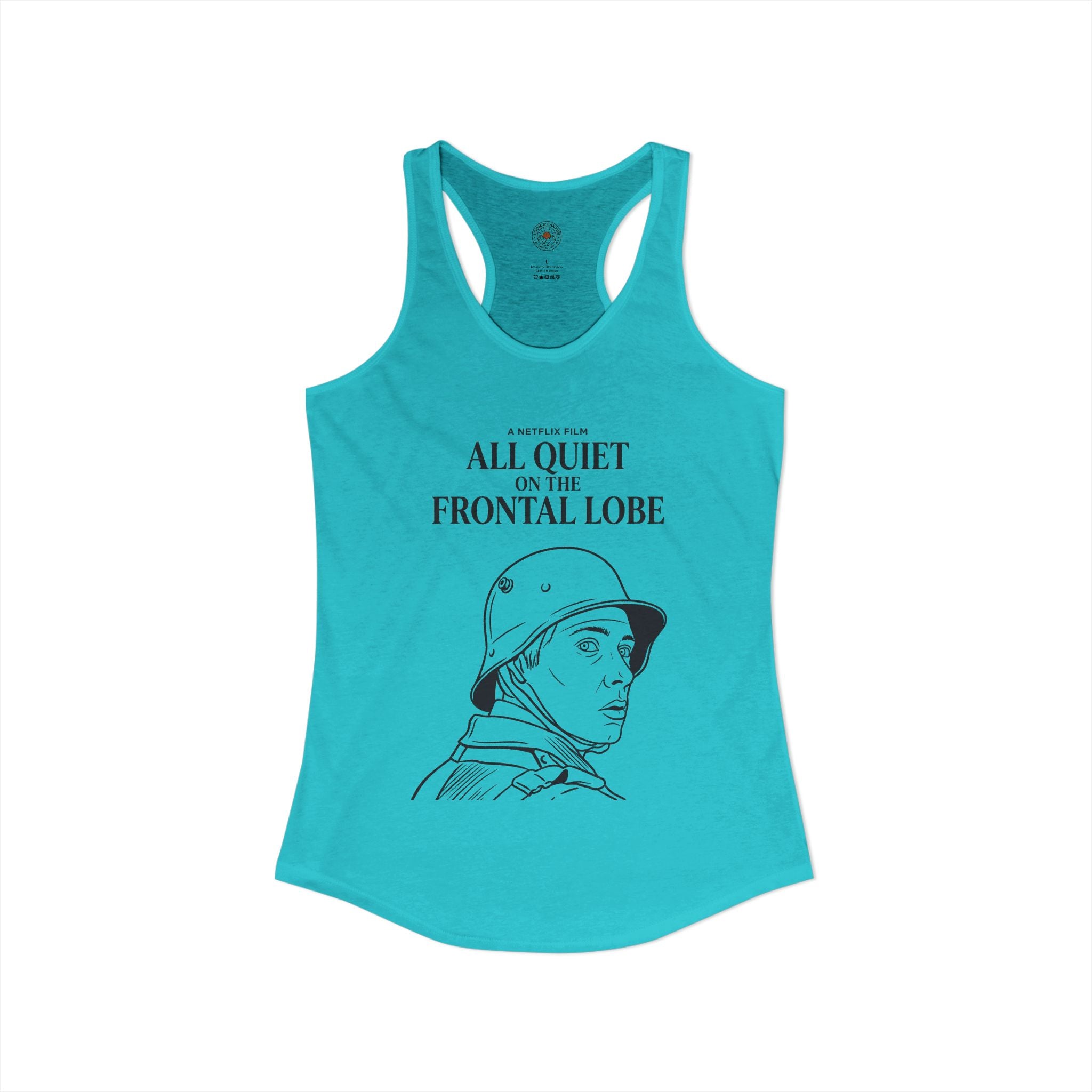 "All Quiet On The Frontal Lobe" Funny Meme Women's Graphic Racerback Tank