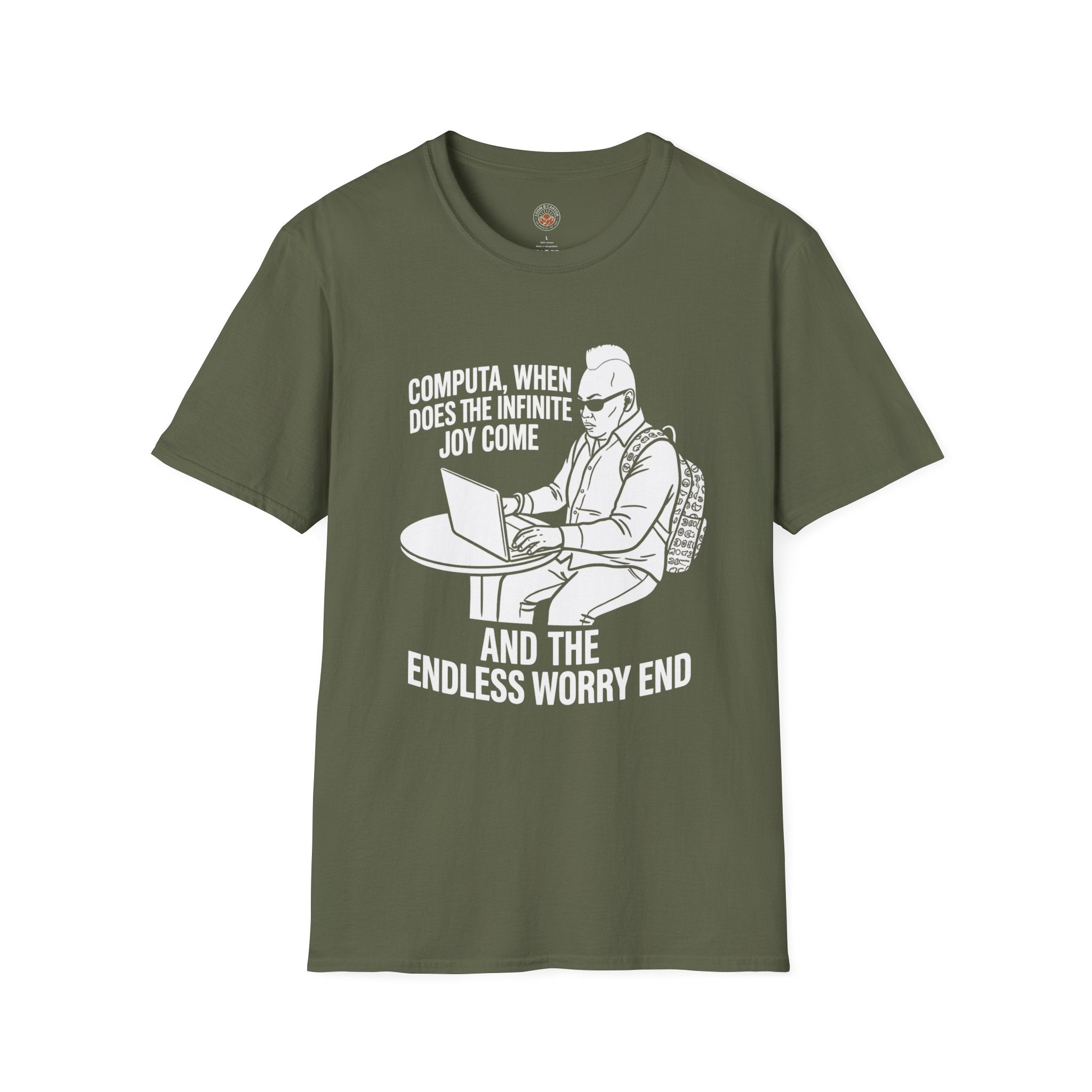 “Computa, When Does the Infinite Joy Come” Funny Meme Men/Unisex Graphic T-Shirt